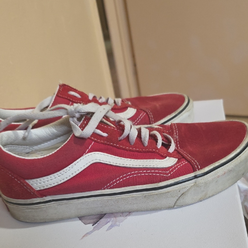 Vans Red and White Women's Shoes